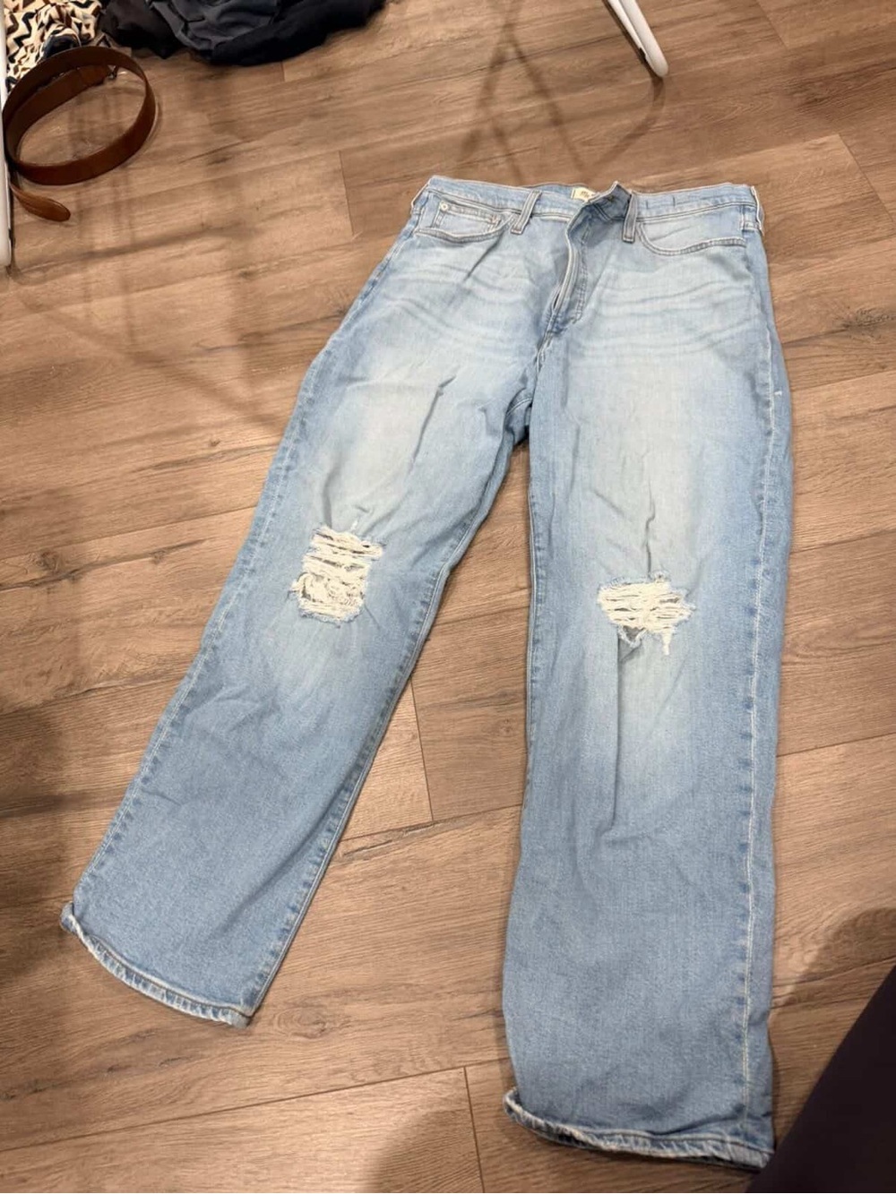 Madewell Light Wash Distressed Straight-Leg Jeans